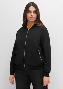sheego Gro&szlig;e Gr&ouml;&szlig;en Blouson mit Rippb&uuml;ndchen, schwarz, Gr&ouml;&szlig;e 48 - Damen