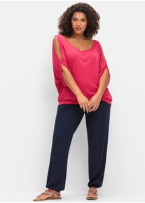 sheego Große Größen Jerseyhose mit Saum-Gummibündchen, marine, Größe 46 - Damen