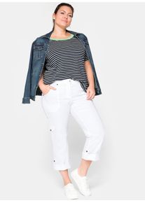 sheego Große Größen Cargohose mit Krempelfunktion, weiß, Größe 96 - Damen