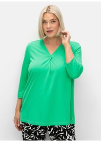 sheego Gro&szlig;e Gr&ouml;&szlig;en 3/4-Arm-Shirt in leichter A-Linie, grasgr&uuml;n, Gr&ouml;&szlig;e 44/46 - Damen
