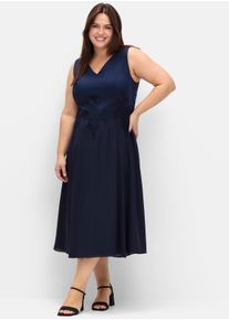 sheego Große Größen Cocktailkleid mit floraler Spitze, marine, Größe 48 - Damen