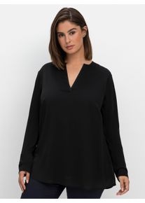 sheego Große Größen Tunika mit tiefem V-Schlitz, schwarz, Größe 40 - Damen