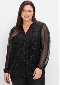 sheego by Joe Browns sheego Große Größen Chiffonbluse mit Glanzfaden, schwarz-gemustert, Größe 46 - Damen