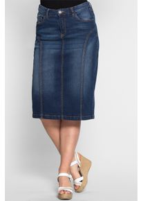 sheego Große Größen Jeansrock mit Teilungsnähten, dark blue denim, Größe 48 - Damen