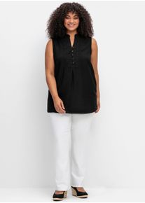 sheego by Joe Browns sheego Große Größen Blusentop mit Spitzenbesatz, schwarz, Größe 44 - Damen