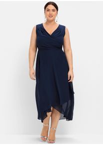 sheego Große Größen Abendkleid in Wickeloptik, aus Chiffon, marine, Größe 52 - Damen