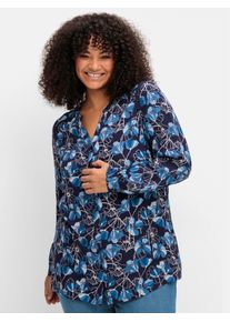 sheego Gro&szlig;e Gr&ouml;&szlig;en Druckbluse mit Spitzenborten, marine-gemustert, Gr&ouml;&szlig;e 52 - Damen