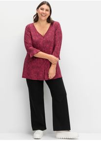 sheego Gro&szlig;e Gr&ouml;&szlig;en 3/4-Arm-Shirt in A-Linie, weinrot-gemustert, Gr&ouml;&szlig;e 40/42 - Damen