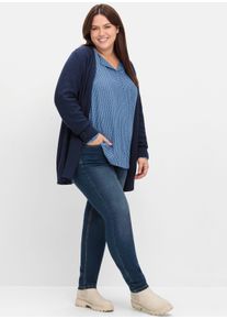 sheego Gro&szlig;e Gr&ouml;&szlig;en Druckbluse mit Falte im R&uuml;ckteil, tiefblau-gemustert, Gr&ouml;&szlig;e 42 - Damen