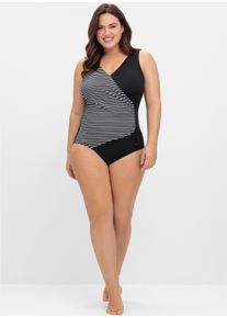 sheego Gro&szlig;e Gr&ouml;&szlig;en Badeanzug in Wickeloptik, schwarz, Gr&ouml;&szlig;e 50C - Damen