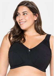 sheego Große Größen Bügelloser BH mit Spitzenbesatz, schwarz, Größe 90D - Damen