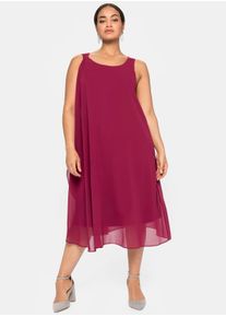 sheego Große Größen Chiffonkleid in A-Linie, ärmellos, himbeere, Größe 44 - Damen