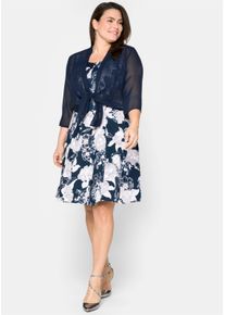 sheego Große Größen Bolerojacke aus Chiffon, im Zipfelschnitt, marine, Größe 44/46 - Damen