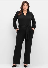 sheego Große Größen Overall mit elastischem Taillenbund, schwarz, Größe 44 - Damen