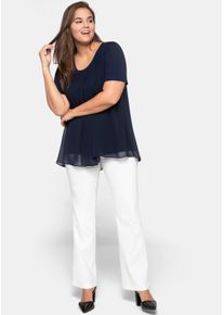 sheego Gro&szlig;e Gr&ouml;&szlig;en Blusenshirt im Lagenlook, marine, Gr&ouml;&szlig;e 52 - Damen