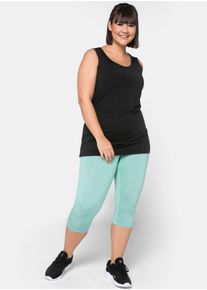 sheego Große Größen Sporttop in schmaler Form, schwarz, Größe 50 - Damen