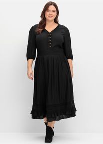 sheego by Joe Browns sheego Große Größen Maxikleid mit Spitzen-Details, schwarz, Größe 42 - Damen