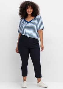 sheego Große Größen Ringelshirt mit V-Ausschnitt, blaubeere-gestreift, Größe 52/54 - Damen