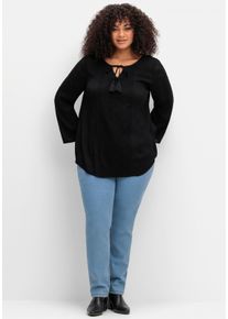 sheego by Joe Browns sheego Große Größen Tunika in Crinkle-Optik, schwarz, Größe 44 - Damen