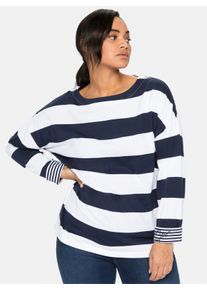 sheego Große Größen Langarmshirt mit Blockstreifen, marine, Größe 44/46 - Damen