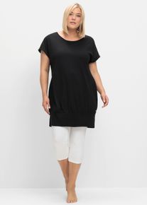 sheego Große Größen Oversize-Shirt mit breitem Saumbündchen, schwarz, Größe 52/54 - Damen