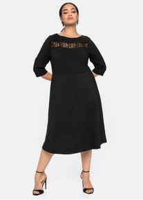 sheego Große Größen Cocktailkleid mit Spitzeneinsatz, schwarz, Größe 52 - Damen