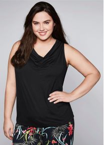 sheego Große Größen Trägertop mit Wasserfallkragen, schwarz, Größe 54 - Damen