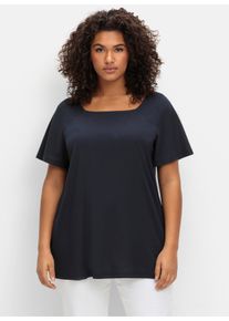 sheego Gro&szlig;e Gr&ouml;&szlig;en T-Shirt mit Karree-Ausschnitt, tiefblau, Gr&ouml;&szlig;e 56/58 - Damen