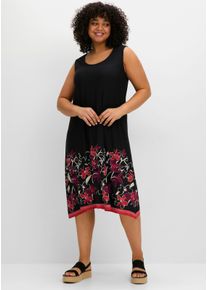 sheego Große Größen Jerseykleid mit Blumenprint, schwarz bedruckt, Größe 54 - Damen
