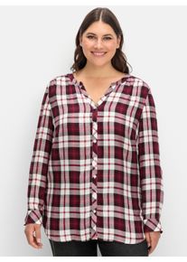 sheego Gro&szlig;e Gr&ouml;&szlig;en Karobluse mit krempelbaren &Auml;rmeln, weinrot-kariert, Gr&ouml;&szlig;e 46 - Damen