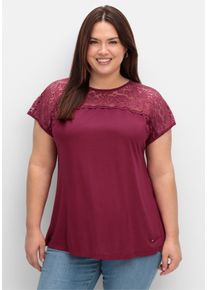 sheego Große Größen Spitzenshirt in A-Linie, beere, Größe 40/42 - Damen