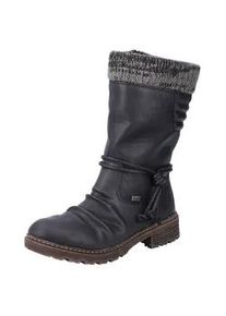 Winterstiefel Rieker, Damen, Gr. 41, schwarz, Lederimitat, Textil, Schuhe Winterstiefel, Winterboots, Blockabsatz, TEX-Membran, mit gestricktem Schaftrand, Topseller