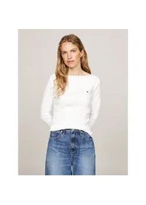 3/4-Arm-Shirt Tommy Hilfiger "NEW CODY SLIM BOAT-NK 3/4SLV mit U-Boot und Streifen", Damen, Gr. XS, wei&szlig; (nos ecru), Jersey, Obermaterial: 100% Baumwolle, unifarben, slim fit h&uuml;ftlang, U-Boot-Ausschnitt, abgesteppt, Shirts 3/4-Arm-Shirt, gestreift, casual, slim fit, Baumwolle, U-Boot-Ausschnitt