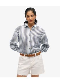 Superdry Damen L&auml;ssiges Hemd aus Leinen im Boyfriend-stil Blau - Gr&ouml;&szlig;e: 38 2102824000383K55017