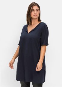 sheego Große Größen Longshirt mit geschlitztem Ausschnitt, nachtblau, Größe 56/58 - Damen