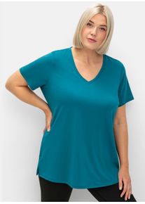 sheego Gro&szlig;e Gr&ouml;&szlig;en Funktionsshirt mit V-Ausschnitt, dunkelpetrol, Gr&ouml;&szlig;e 40/42 - Damen