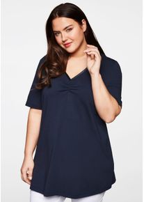 sheego Große Größen Longshirt mit Raffung, marine, Größe 48/50 - Damen