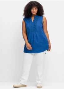 sheego by Joe Browns sheego Große Größen Blusentop mit Spitzenbesatz, kobaltblau, Größe 40 - Damen