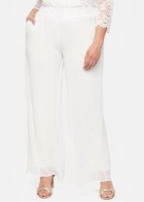 sheego Große Größen Palazzohose aus Chiffon, im Lagenlook, offwhite, Größe 52 - Damen