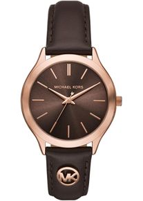 Michael Kors Damen Quarzuhr "SLIM RUNWAY"dunkelbraun, Armbanduhren, Armbanduhr, Damenuhr, Lederarmband, analog