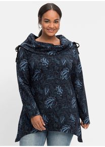 sheego by Joe Browns sheego Große Größen Sweatshirt mit weitem Schalkragen, schwarz-bedruckt, Größe 40/42 - Damen