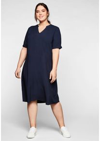 sheego Große Größen Luftiges A-Linien-Kleid aus leichter Viskose, marine, Größe 48 - Damen