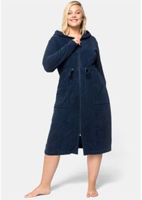 sheego Große Größen Bademantel mit Kapuze und Reißverschluss, marine, Größe 52/54 - Damen