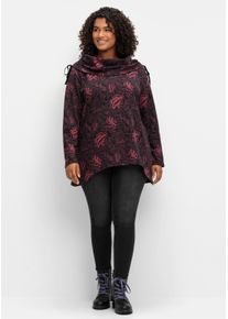 sheego by Joe Browns sheego Große Größen Sweatshirt mit weitem Schalkragen, beere-gemustert, Größe 52/54 - Damen