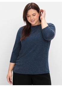 sheego Große Größen 3/4-Arm-Shirt mit Glitzergarn, Saphir, Größe 40/42 - Damen
