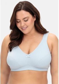 sheego Große Größen Entlastungs-BH ohne Bügel im Doppelpack, hellblau+weiß, Größe 100G - Damen