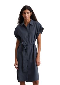 Marc O'Polo MARC O'POLO Damen Midikleid "mit Taillengürtel"muted blau, Gr. 46, unifarben, Obermaterial: 100% Leinen; Futter: 100% Baumwolle, Kleider