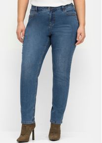 sheego Gro&szlig;e Gr&ouml;&szlig;en Jeans schmal, mit extra-weitem Oberschenkel, blue denim, Gr&ouml;&szlig;e 100 - Damen