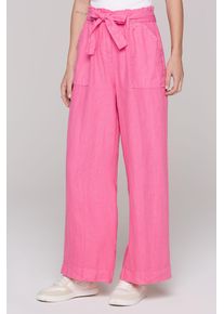 SOCCX Damen Leinenhosefloral pink, casual, Gr. L, bestickt, Material: 100% Leinen, Hosen, mit aufgesetzten Taschen vorne