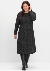 sheego Große Größen Shirtkleid mit Jacquardmuster bedruckt, schwarz-gemustert, Größe 54 - Damen